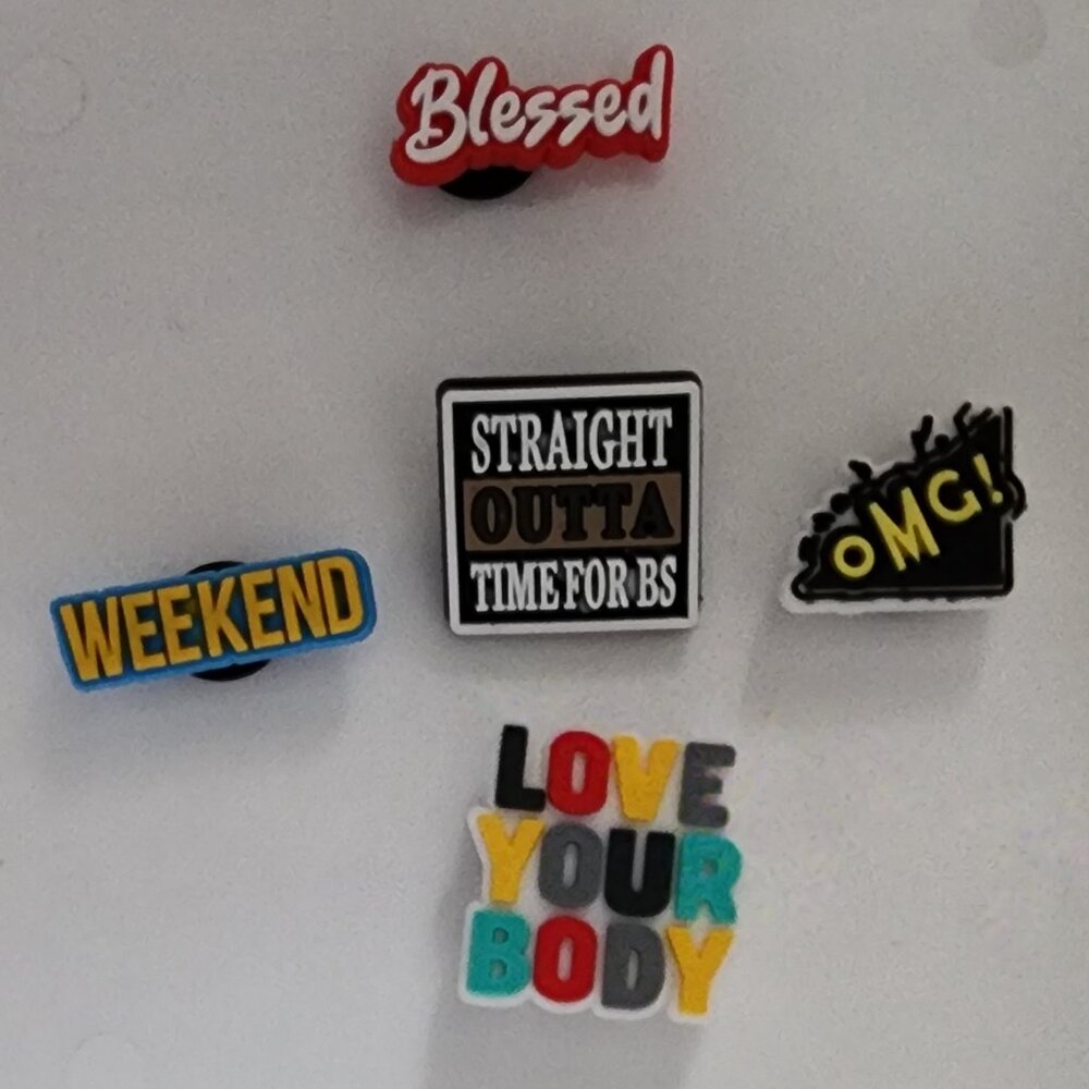 Word art inspirational Croc jibbits rubber shoe charms